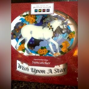 NIB Joan Baker Trail Of Painted Ponies UNICORN SUNCATCHER Tribal Art Glass